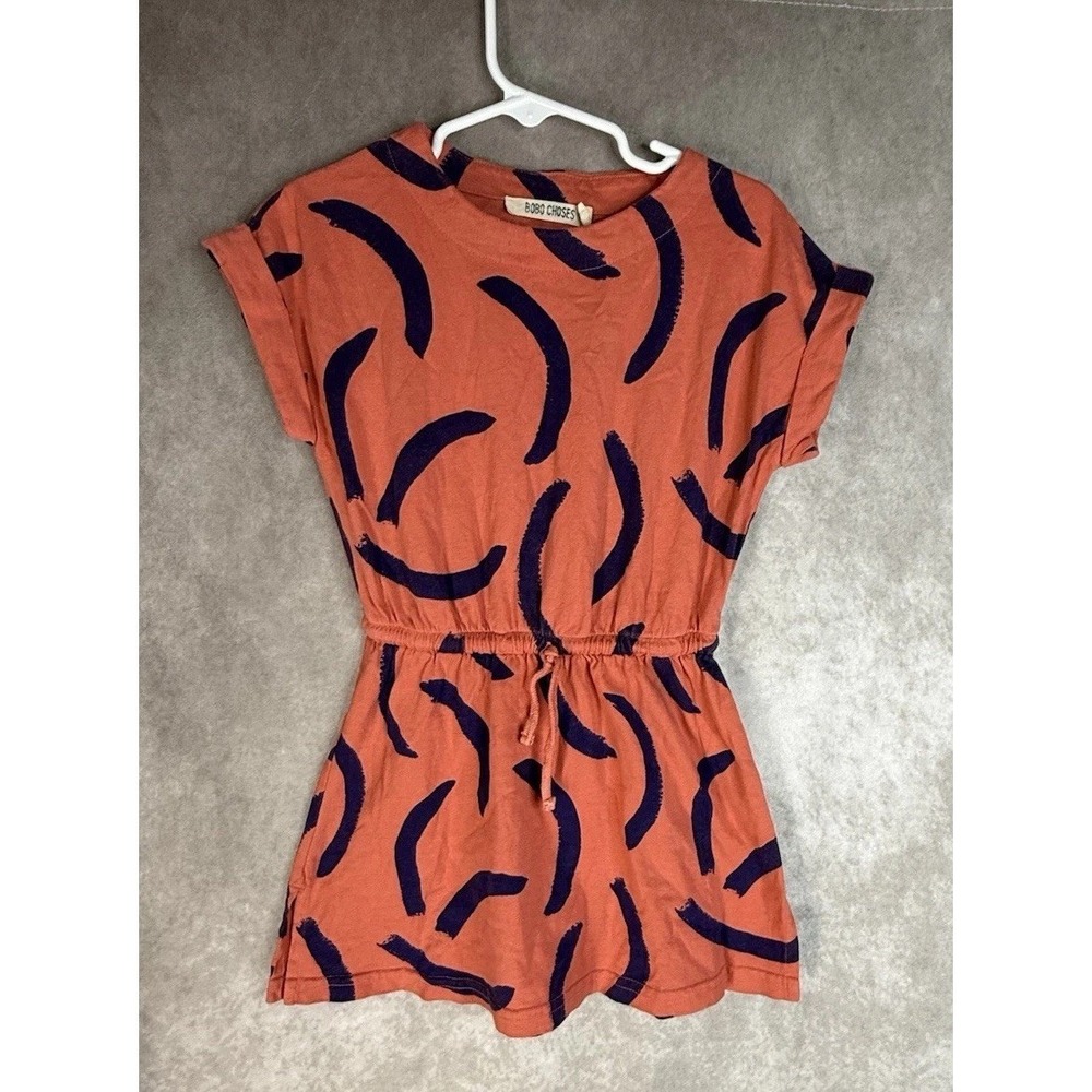 Bobo Choses Short Sleeve Squiggle Dress In Coral Toddler Girls Size 2-3Y